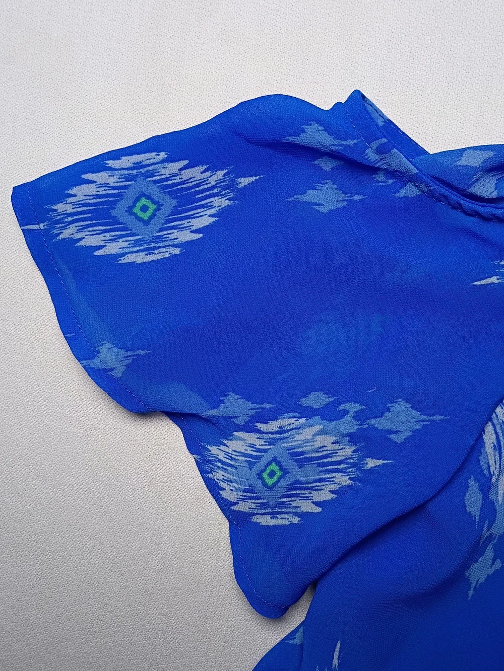 My Michelle Girls A Line Shift Dress Size 16 Blue Geometric Pattern Pom Trim